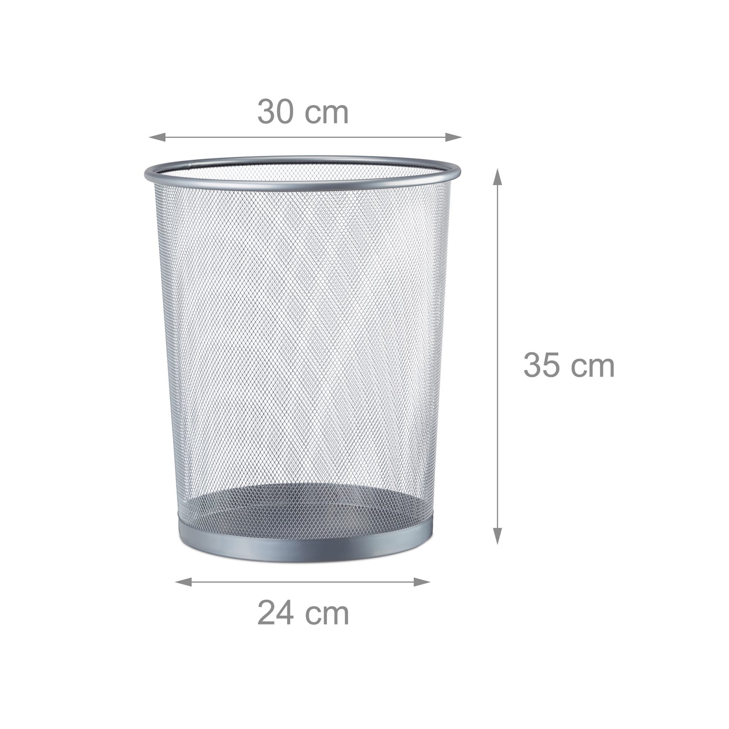 Gettacarte in Metallo da 19L – Pattumiera da Ufficio Ø29,5 cm x 35 cm – Colore Nero o Argento