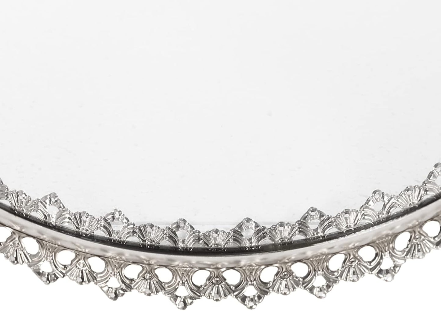 3 Set Vassoi Decorativi Colore Argento con Superficie a Specchio Vassoi a Specchio Decorativi in Metallo e Vetro