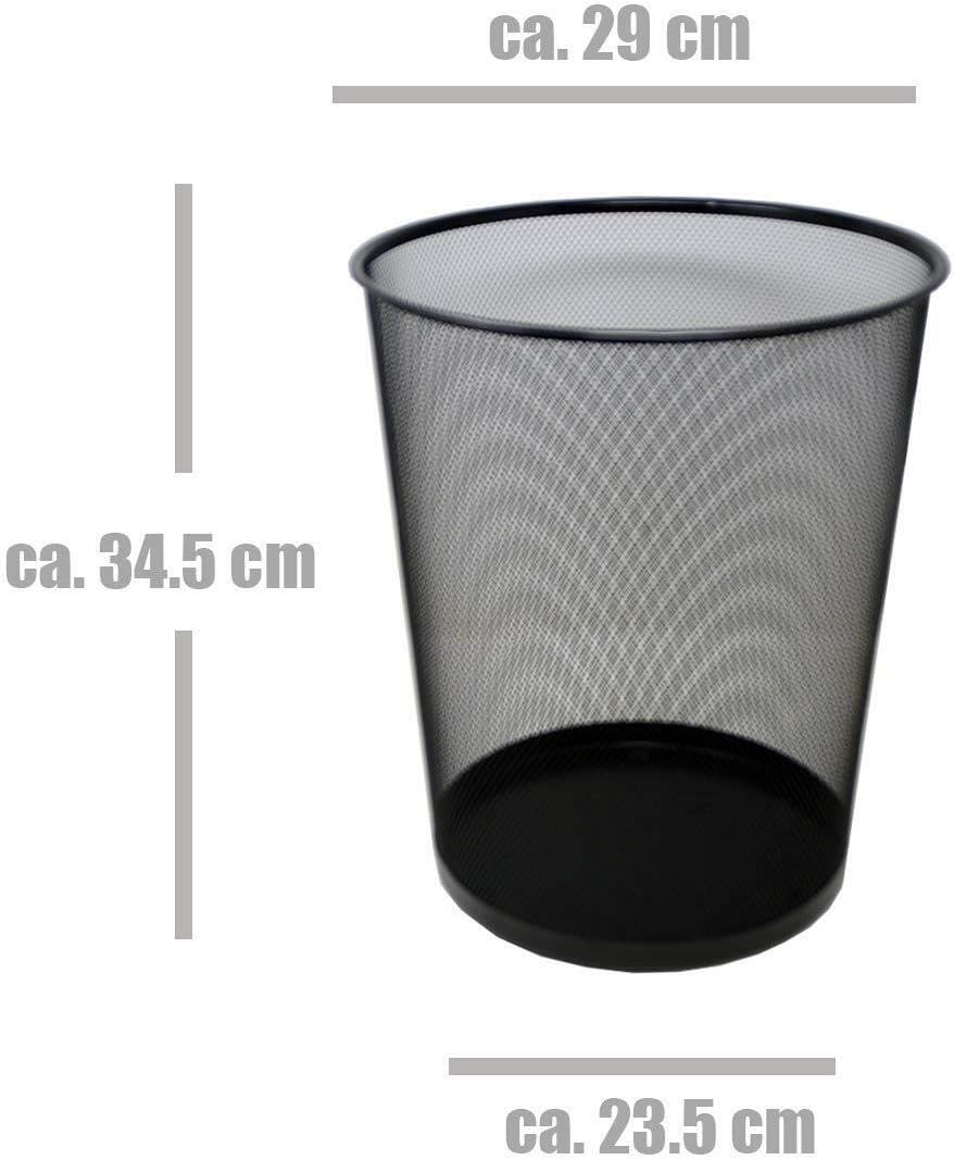 Gettacarte in Metallo da 19L – Pattumiera da Ufficio Ø29,5 cm x 35 cm – Colore Nero o Argento