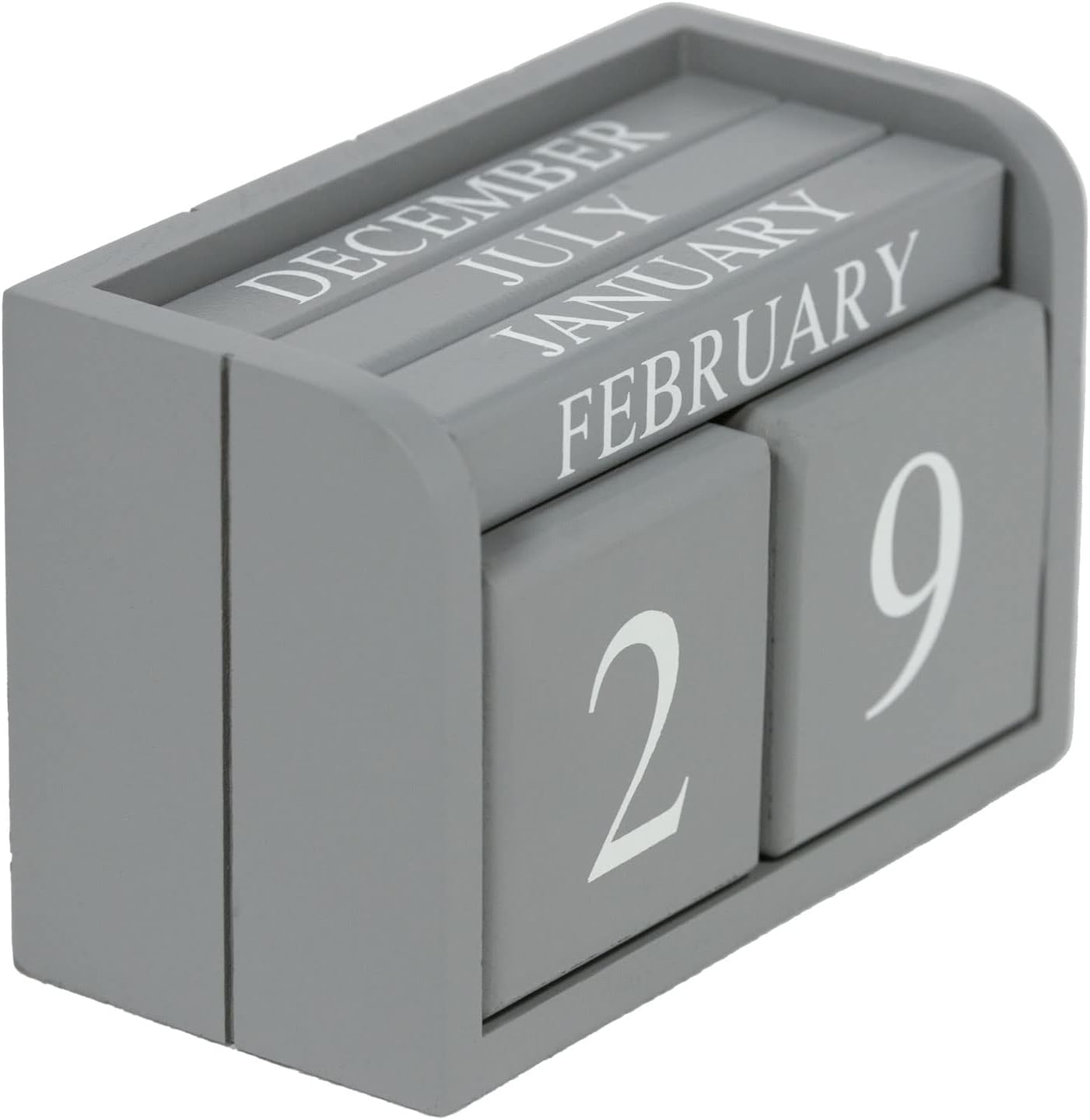 Calendario Perpetuo in Legno Grigio – 6 Pezzi, Stile Rustico, 16x8x10,5 cm, Decorazione per Ufficio, Casa e Cucina