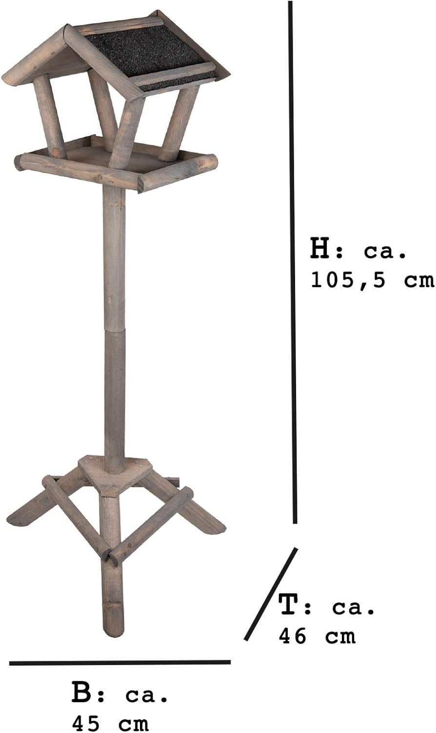 Casetta per Uccelli da Giardino con Piedistallo – In Legno Grigio, 105 cm, Elegante Rifugio per Uccellini