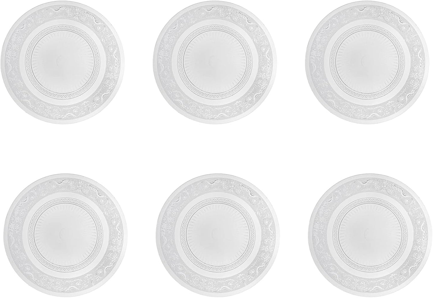 Set 6 Piatti in Vetro Trasparente - 3 Formati (18cm, 25cm, 33cm) - Eleganti Piatti da Portata, Dolci e insalata ecc.
