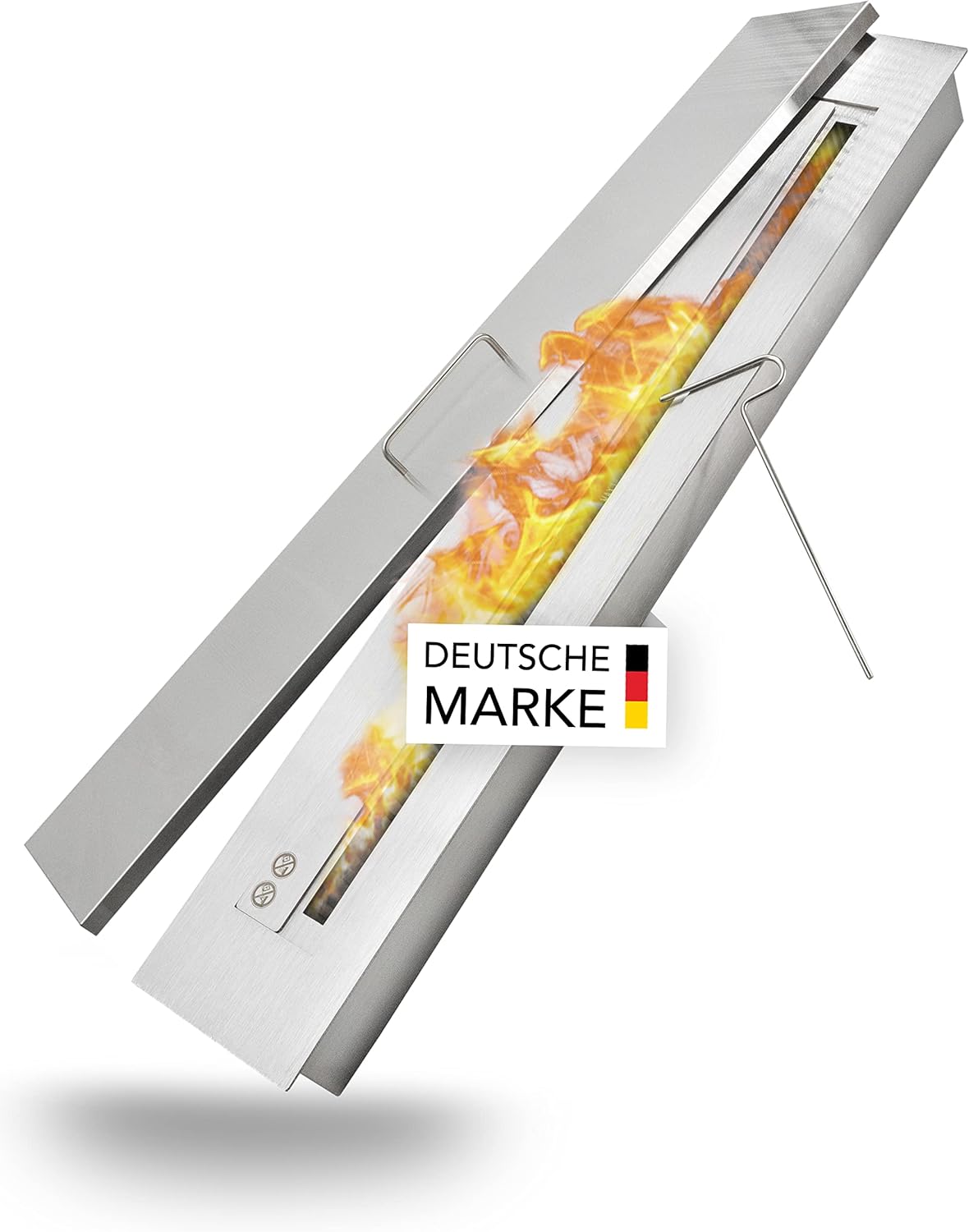 Bruciatore a Bioetanolo 150 cm in Acciaio Inox – Camino Gel da Parete con Spugna, Doppia Parete, Colore Argento