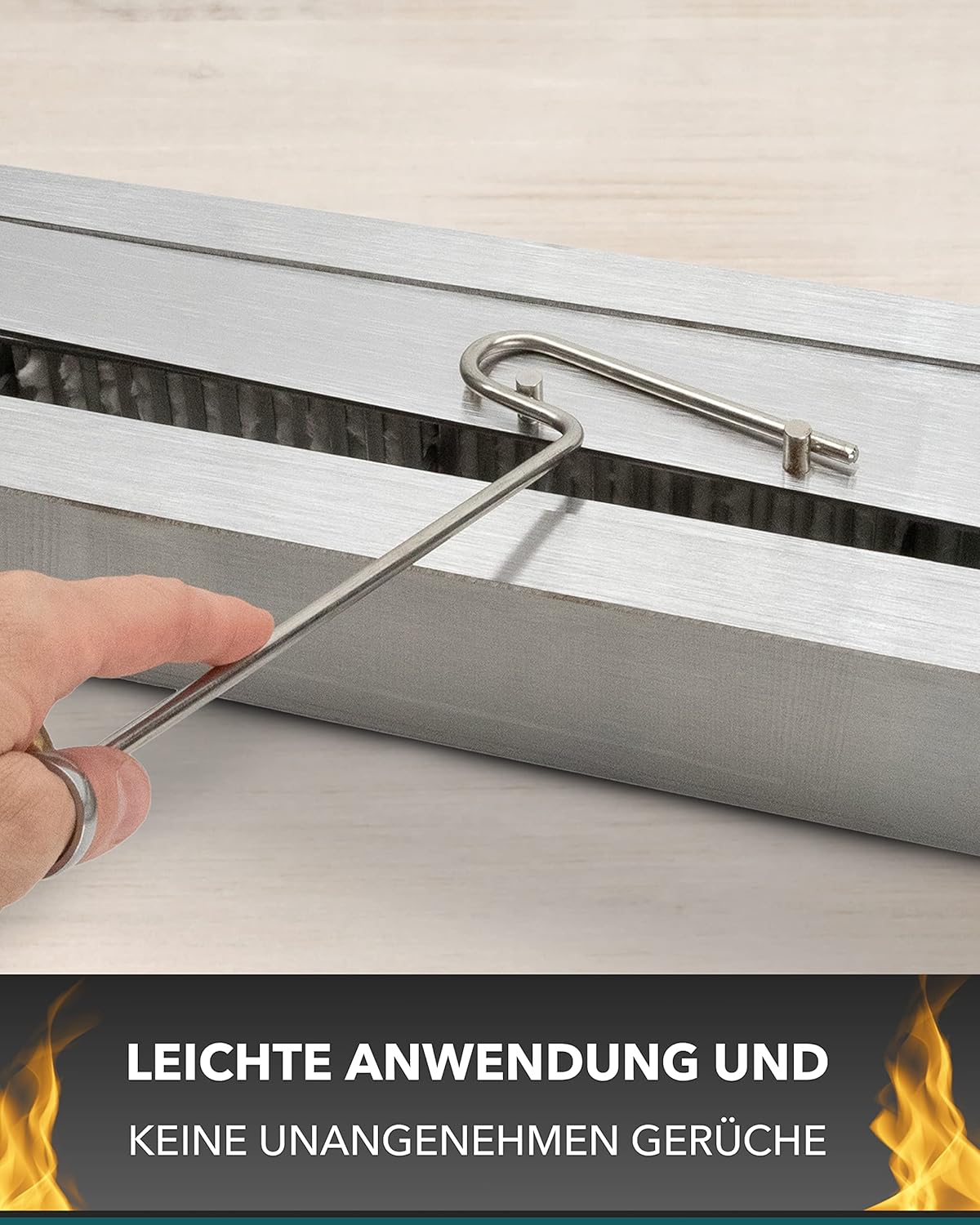 Bruciatore a Bioetanolo 150 cm in Acciaio Inox – Camino Gel da Parete con Spugna, Doppia Parete, Colore Argento