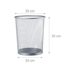 Gettacarte in Metallo 19L – Pattumiera Ufficio Ø29,5x35 cm, Nero o Argento