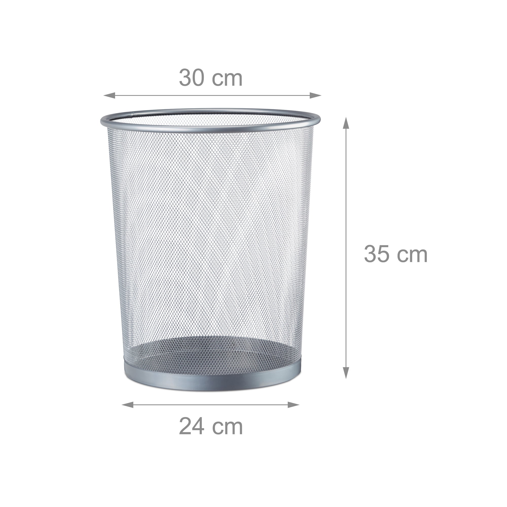 Gettacarte in Metallo 19L – Pattumiera Ufficio Ø29,5x35 cm, Nero o Argento