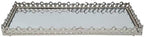 Vassoio Rettangolare Decorativo in Metallo e Vetro Specchio, 15x37x4,5 cm, Argento Elegante – Ideale per Casa, Tavolo o Bagno