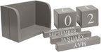 Calendario Perpetuo in Legno Grigio – 6 Pezzi, Stile Rustico, 16x8x10,5 cm, Decorazione per Ufficio, Casa e Cucina