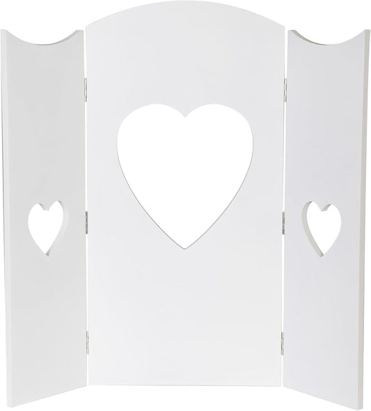 Decorazione Finestra Shabby Chic a Forma di Cuore – Supporto Persiana in Legno Bianco – 60x58,5 cm – Stile Country Romantico