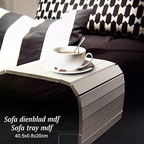 Vassoio per Divano in Legno Bianco 40x20 cm – Elegante, Pratico e Facile da Pulire