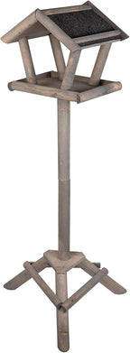 Casetta per Uccelli da Giardino con Piedistallo – In Legno Grigio, 105 cm, Elegante Rifugio per Uccellini
