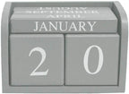 Calendario Perpetuo in Legno Grigio – 6 Pezzi, Stile Rustico, 16x8x10,5 cm, Decorazione per Ufficio, Casa e Cucina