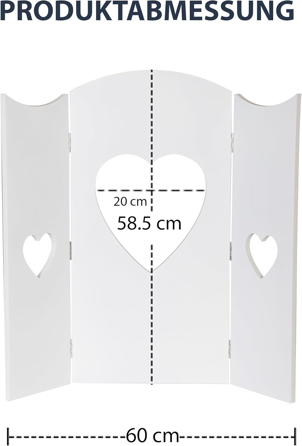 Decorazione Finestra Shabby Chic a Forma di Cuore – Supporto Persiana in Legno Bianco – 60x58,5 cm – Stile Country Romantico
