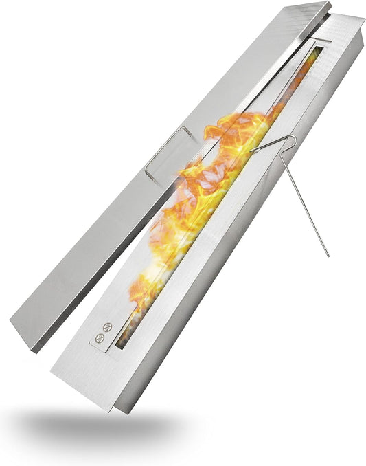 Bruciatore a Bioetanolo 150 cm in Acciaio Inox – Camino Gel da Parete con Spugna, Doppia Parete, Colore Argento