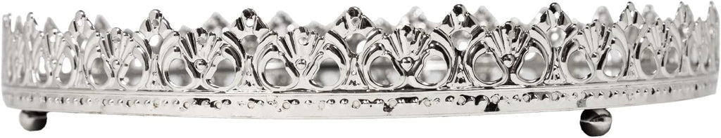 3 Set Vassoi Decorativi Colore  Argento  con Superficie a Specchio Vassoi a Specchio Decorativi in Metallo e Vetro