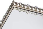 Vassoio Rettangolare Decorativo in Metallo e Vetro Specchio, 15x37x4,5 cm, Argento Elegante – Ideale per Casa, Tavolo o Bagno