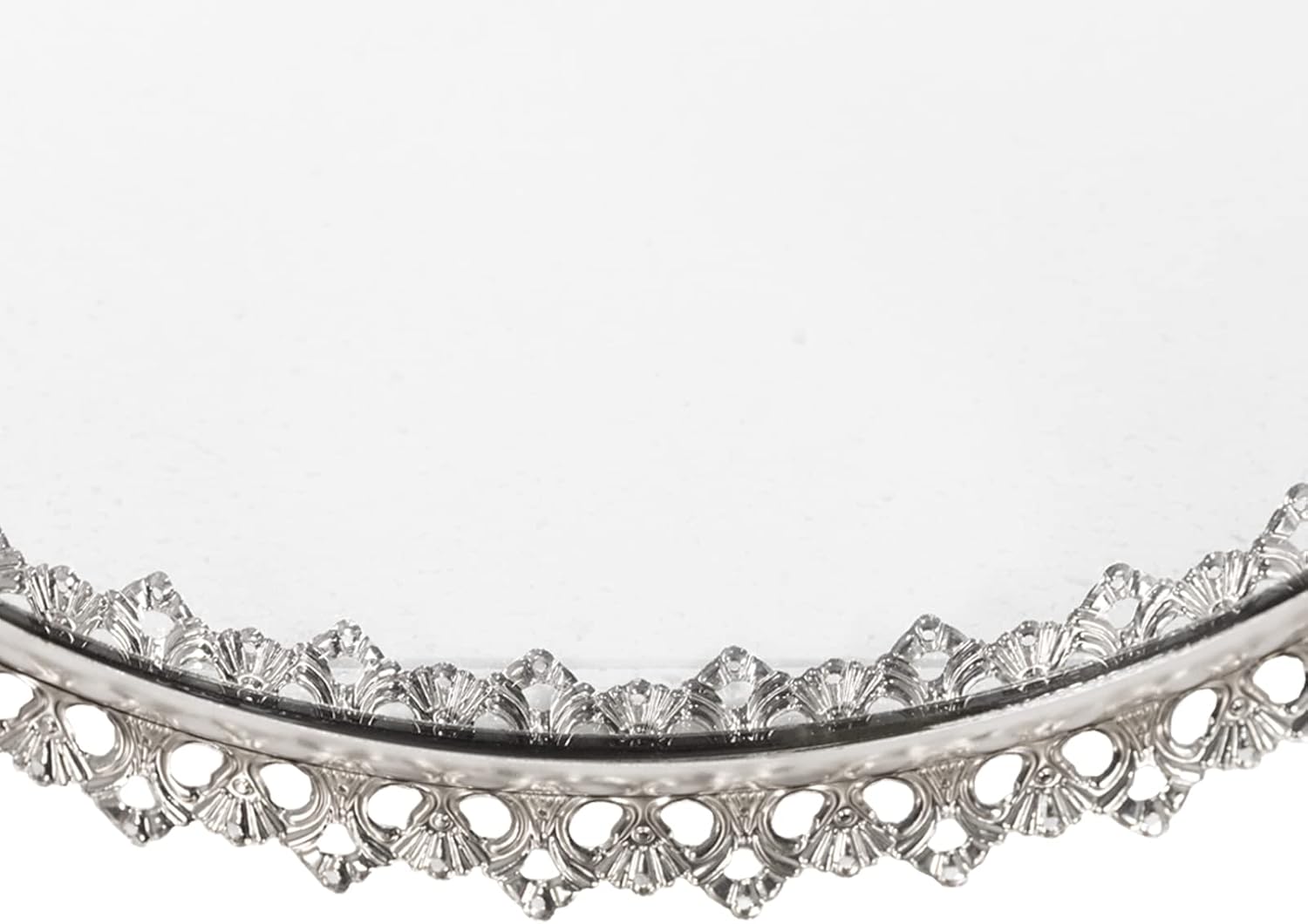 3 Set Vassoi Decorativi Colore  Argento  con Superficie a Specchio Vassoi a Specchio Decorativi in Metallo e Vetro