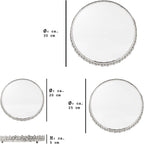 3 Set Vassoi Decorativi Colore  Argento  con Superficie a Specchio Vassoi a Specchio Decorativi in Metallo e Vetro
