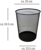 Gettacarte in Metallo 19L – Pattumiera Ufficio Ø29,5x35 cm, Nero o Argento