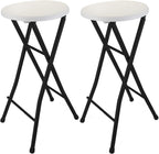 Sgabello da Bar Pieghevole 70 cm in Metallo e Plastica – Portata 100 kg, Nero/Bianco, Design Salvaspazio per Cucina e Eventi