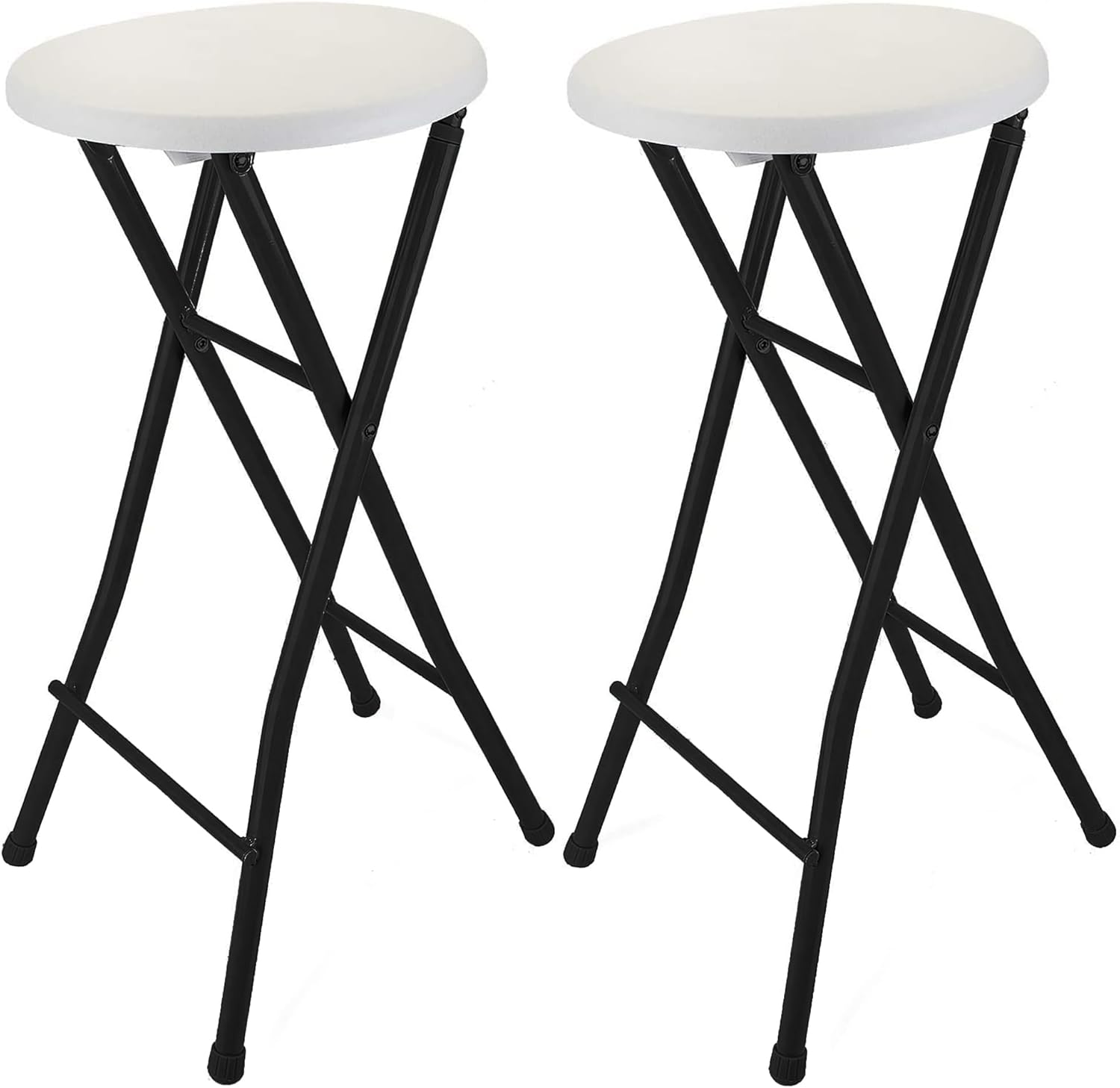 Sgabello da Bar Pieghevole 70 cm in Metallo e Plastica – Portata 100 kg, Nero/Bianco, Design Salvaspazio per Cucina e Eventi