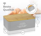 Portapane in Metallo con Coperchio in Bambù Contenitore per Pane DRULINE – Metallo Verniciato con Tagliere in Bambù, Stile Moderno