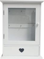 Armadietto Portachiavi in Legno con Cuore  Colore Bianco/Naturale con 6 Ganci
