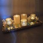 Vassoio Rettangolare Decorativo in Metallo e Vetro Specchio, 15x37x4,5 cm, Argento Elegante – Ideale per Casa, Tavolo o Bagno