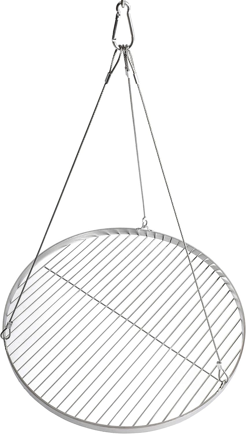 Griglia Rotonda in Acciaio Inox con Gancio – Alta Qualità per Barbecue e Griglia Girevole 4 Misure 50/60/70/80cm