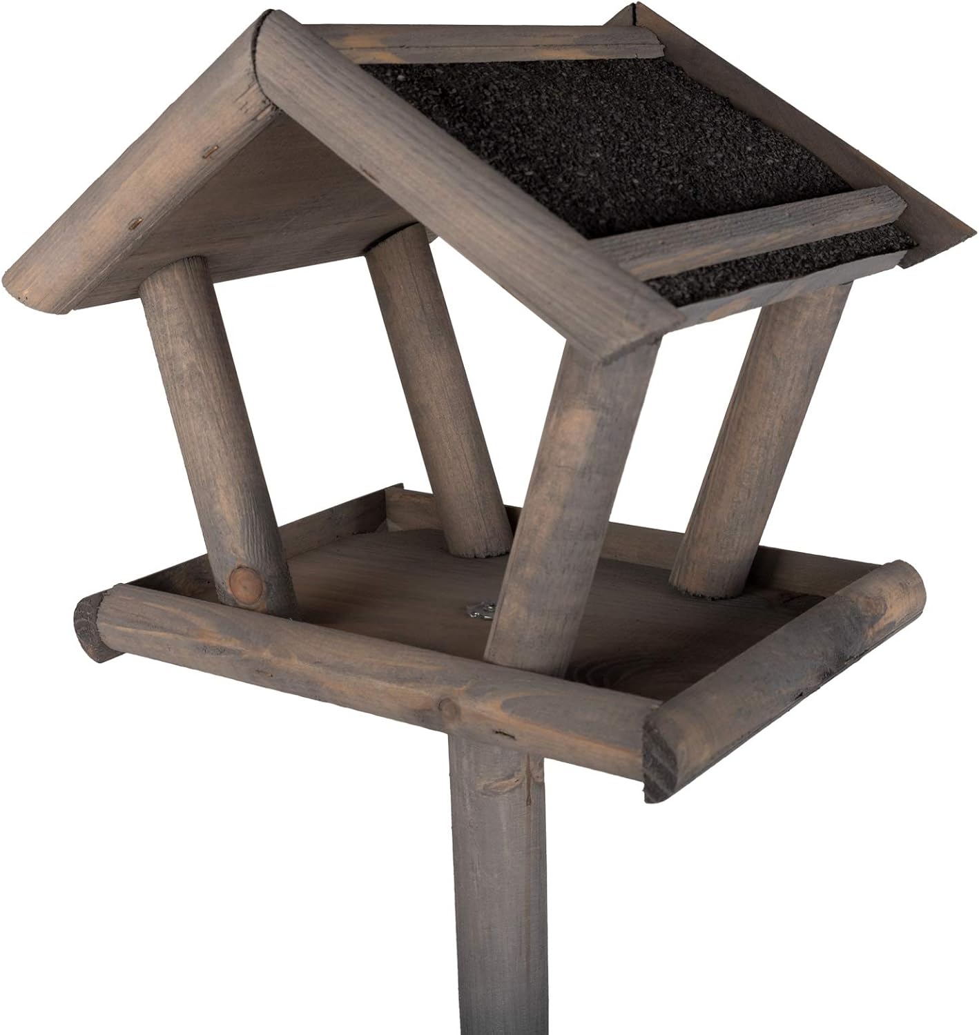 Casetta per Uccelli da Giardino con Piedistallo – In Legno Grigio, 105 cm, Elegante Rifugio per Uccellini