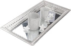 2 Set Vassoi Decorativi in Metallo Argento con Specchio – Elegante Organizer per Candele, Cosmetici e Tavolini da Caffè – Stile Romantico