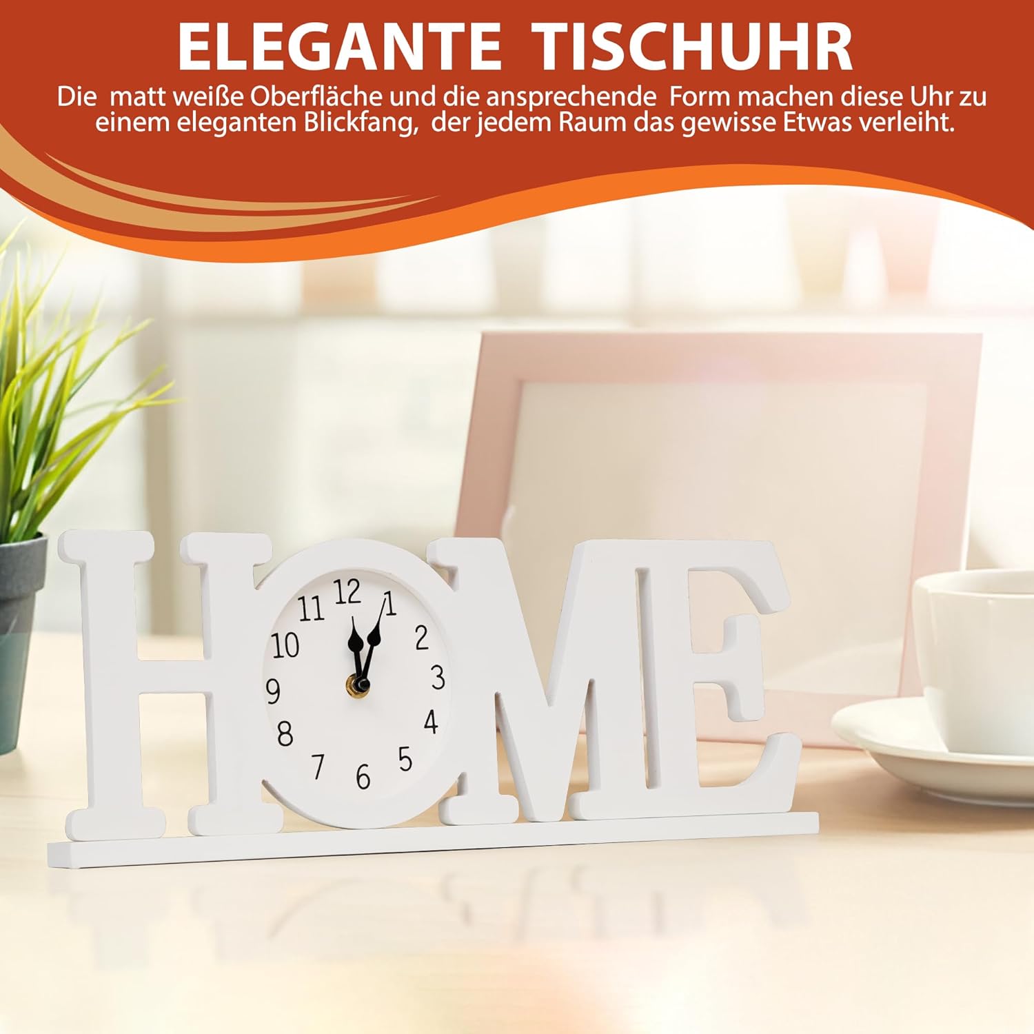 Decorazione Shabby Chic HOME in Legno con Orologio Analogico – Stile Country Vintage