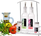Set Menage 4 Pezzic Oliera, Acetiera, Sale e Pepe - Dispenser da Cucina Elegante per Olio e Aceto