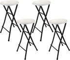 Sgabello da Bar Pieghevole 70 cm in Metallo e Plastica – Portata 100 kg, Nero/Bianco, Design Salvaspazio per Cucina e Eventi