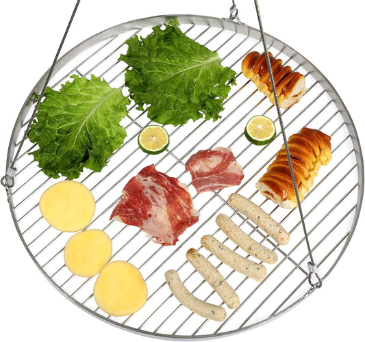 Griglia Rotonda in Acciaio Inox con Gancio – Alta Qualità per Barbecue e Griglia Girevole 4 Misure 50/60/70/80cm