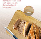 Portapane in Metallo con Coperchio in Bambù Contenitore per Pane DRULINE – Metallo Verniciato con Tagliere in Bambù, Stile Moderno