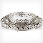 3 Set Vassoi Decorativi Colore  Argento  con Superficie a Specchio Vassoi a Specchio Decorativi in Metallo e Vetro