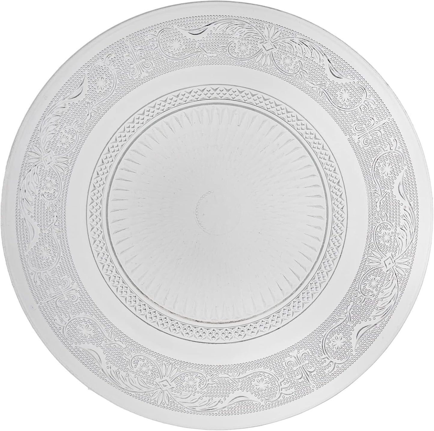 Set 6 Piatti in Vetro Trasparente - 3 Formati (18cm, 25cm, 33cm) - Eleganti Piatti da Portata, Dolci e insalata ecc.