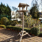 Casetta per Uccelli da Giardino con Piedistallo – In Legno Grigio, 105 cm, Elegante Rifugio per Uccellini