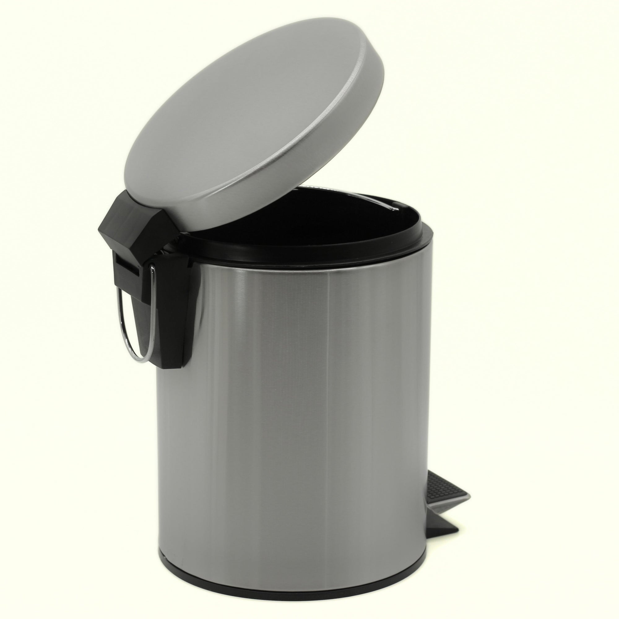 Bidone Spazzatura a Pedale in Acciaio Inox 3L – Pattumiera Tonda con Coperchio, Design Moderno per Bagno o Cucina