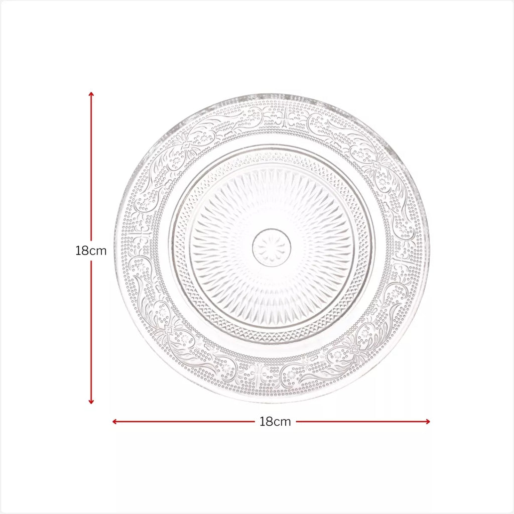 Set 6 Piatti in Vetro Trasparente - 3 Formati (18cm, 25cm, 33cm) - Eleganti Piatti da Portata, Dolci e insalata ecc.