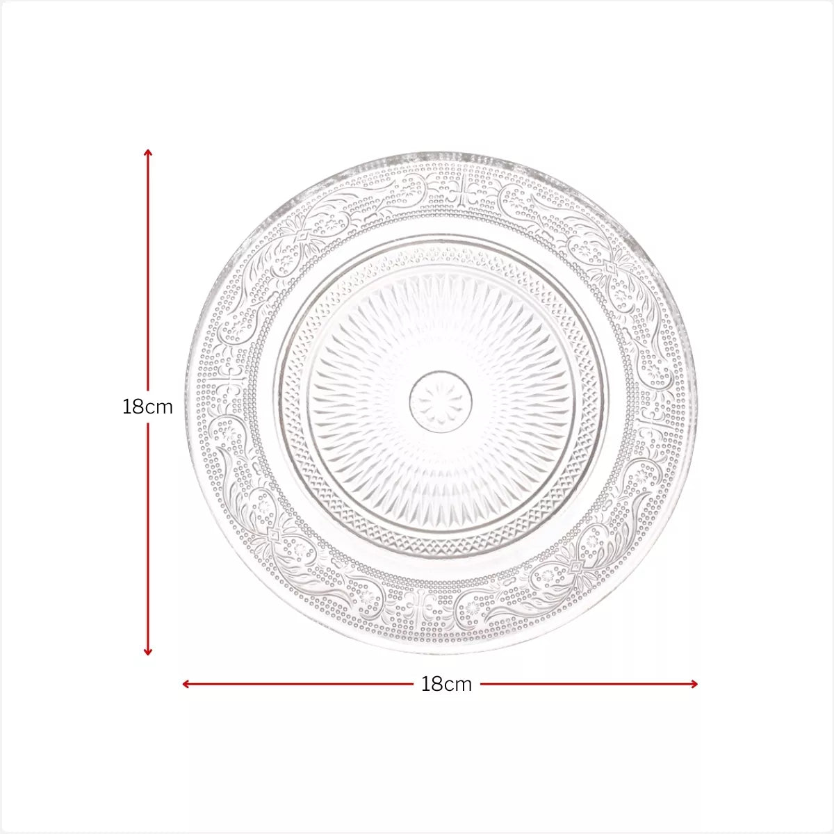 Set 6 Piatti in Vetro Trasparente - 3 Formati (18cm, 25cm, 33cm) - Eleganti Piatti da Portata, Dolci e insalata ecc.