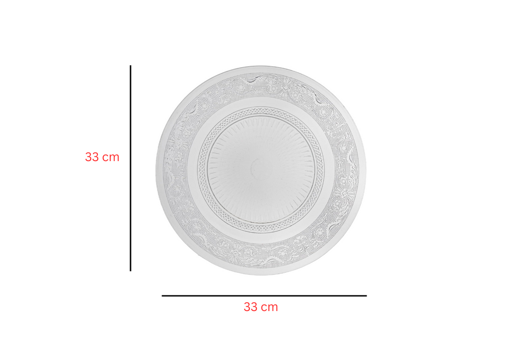 Set 6 Piatti in Vetro Trasparente - 3 Formati (18cm, 25cm, 33cm) - Eleganti Piatti da Portata, Dolci e insalata ecc.