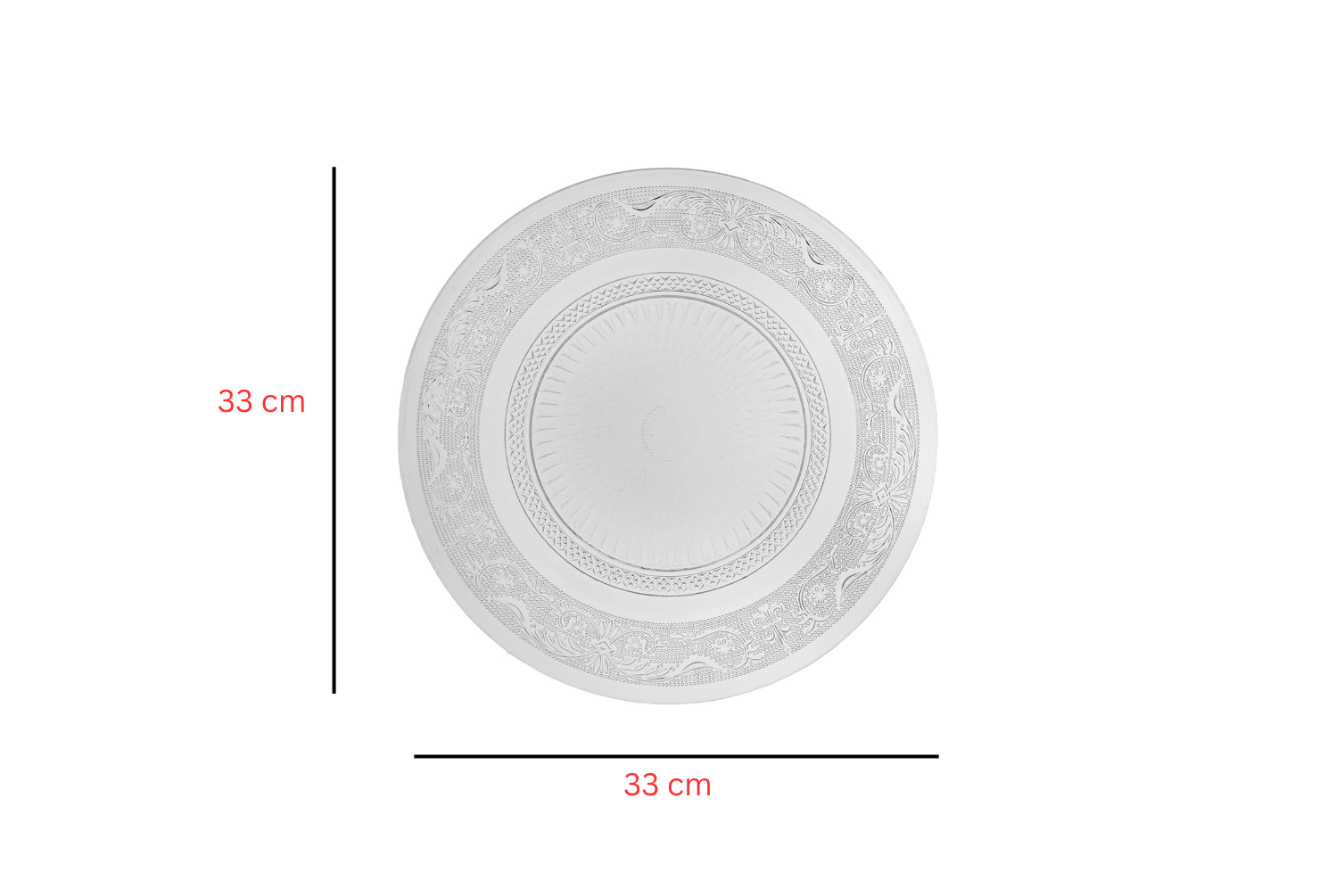 Set 6 Piatti in Vetro Trasparente - 3 Formati (18cm, 25cm, 33cm) - Eleganti Piatti da Portata, Dolci e insalata ecc.
